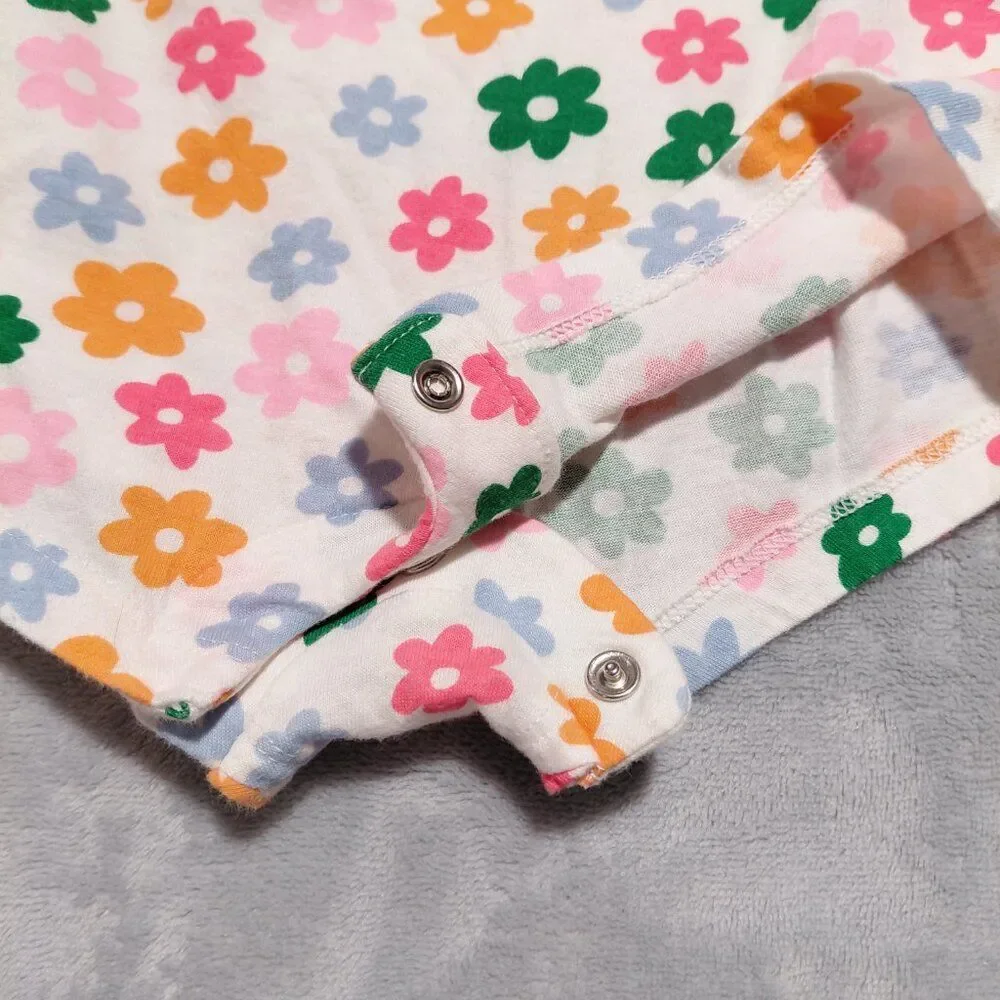 Old Navy 6-12M Retro Spring Flowers Sleeveless Romper Snap Bottom